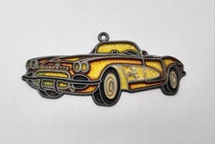 Pair Of Vintage 1994 Pentagon Inc Corvette Car Leaded Glass Window Sun Catchers