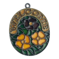 Vintage Floral Window Sun Catcher Decor Ornament Flower Metal & Enamel Hanging