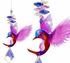Pink Hummingbird Crystal Suncatcher car mirror rainbow hanging gift for mum