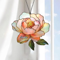 Light Pink Peony Flower Suncatcher Acrylic Window Decor Gift