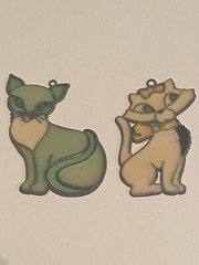 Stained Glass Cat Sun Catcher. Lot Of 2