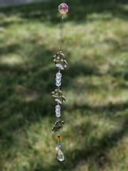 Paw Print Pet Memorial Suncatcher Heart Crystals Prisms Hanging Garden Decor