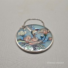 VTG Amia Hummingbird Flowers Glass Suncatcher Round 3.5″ Window Hanging Decor