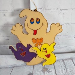 Vintage Halloween Suncatcher Ghost Plastic 7.5″ x 6.5″ Non-See Through