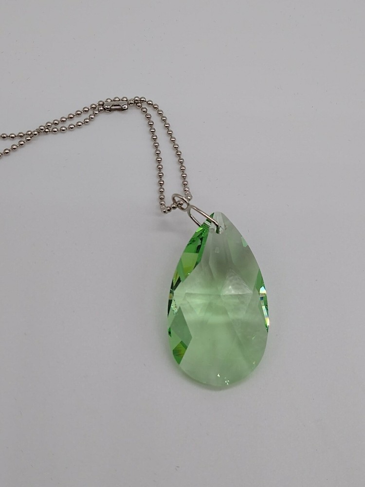 Swarovski Crystal Light Peridot 28mm Teardrop Suncatcher/ Prism; Logo Etched