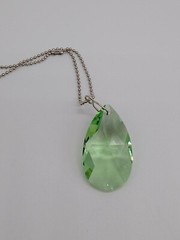 Swarovski Crystal Light Peridot 28mm Teardrop Suncatcher/ Prism; Logo Etched
