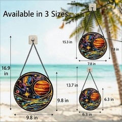 “Planet Stained Glass Suncatcher for Window Decor 6.3 Inch Gardening Gift”