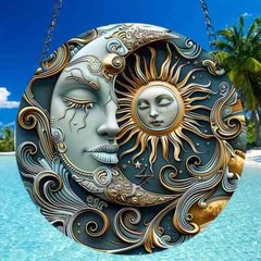 Beautiful sun and moon acrylic hanging suncatcher indoor outdoor home decor
