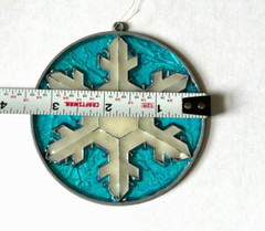 Vintage Sun Catcher-Stained Glass: Snowflake with Blue Background