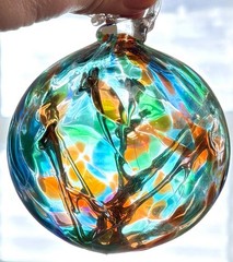 ‘Tree Of Life’ Witch Ball Ornament Hand Blown Glass Bauble Pairpoint Cape Cod