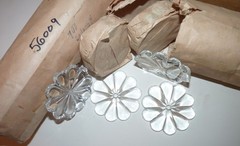 65 1980’s Czech. Cut Lead Glass Prisms, Large Center Hole Rosettes. 2 3/4″.