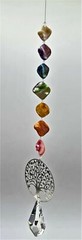 Large Tree of Life Crystal Suncatcher, chakra shell beads, rainbow suncatchers