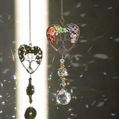 Heart-Shaped Tree of Life Suncatcher – Colorful Crystal Pendant for Home Décor