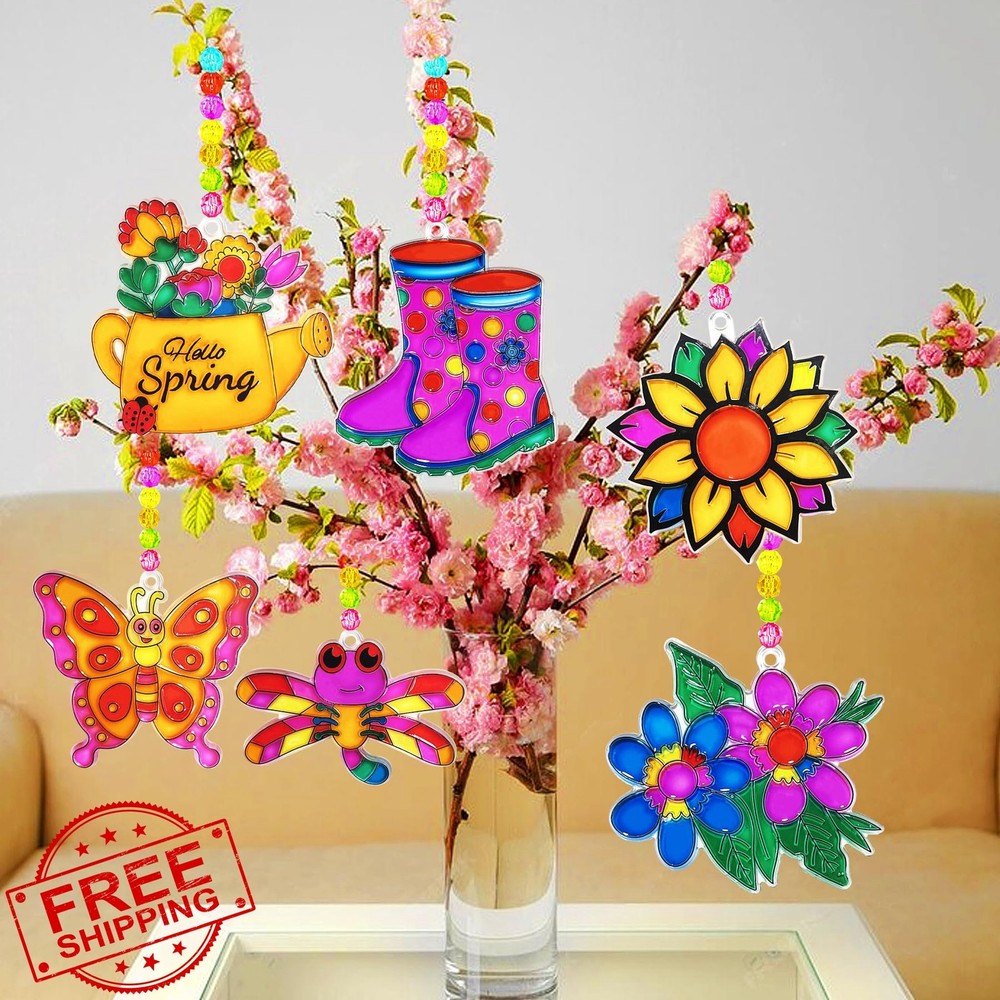 Ayhuhra Spring Flower Suncatcher Kit 30 Sets Butterfly DIY Window Art