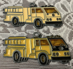 Fire Truck Suncatchers Window Stained Glass Firefighter Collectibles Lot of 2