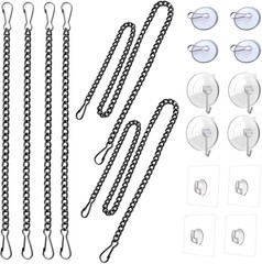 Stained Glass Window Hanging Chain Kit with Suction Cup Hooks, Black Picture