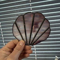 Set Of 3 Vintage Stained Glass Leaded Sun Catchers Mixed Natural Patina 1970’s