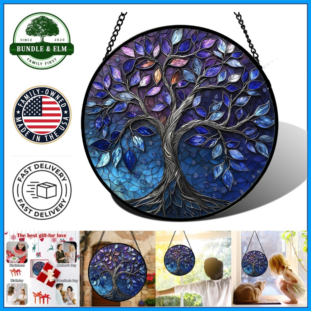 Tree of Life Stained Glass Suncatcher for Bachelorette and Holiday Celebrations