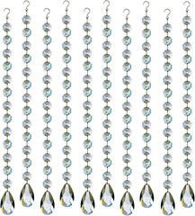 1Ft 10Pcs Teardrop Crystals Garland, Hanging Chandelier Crystals Prism Beads Cha