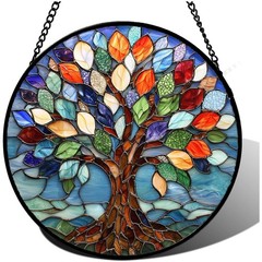 Colorful Tree of Life Stained Glass Suncatcher