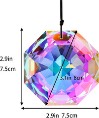 3Inch Rainbow Sun Catcher Crystals for Windows AB Colored Large Crystal Octagona