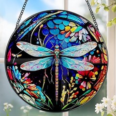 8Inch Dragonfly Stained Glass Suncatcher for Indoor Window Decor Gifts