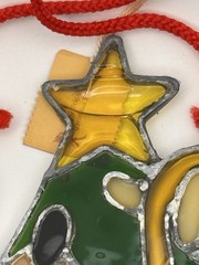 1983 Kurt Adler Stained Glass-Mickey Donald Duck Goofy Suncatcher Ornament 10”