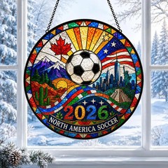 Soccer Stained Glass Suncatcher Football Window Hanging Sports Fan Gift