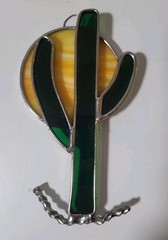 Stained Glass Sun Catcher Desert Cactus Western Home Decor Window Ornament