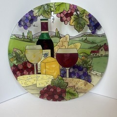 JOAN BAKER DESIGNS Wine Cheese Italian Countryside Suncatcher 10” No Stand