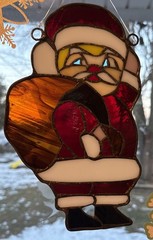 Vintage Unique Handmade Stained Glass Tiffany Santa Christmas Art Decor 10” Tall