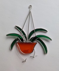 Vtg New England Rustics Glass Suncatcher Spider Plant W/ Babies 7.5″