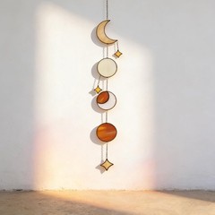 Sun Moon Wall Hanging Stained Glass Suncatcher Celestial Window Hanging Decor