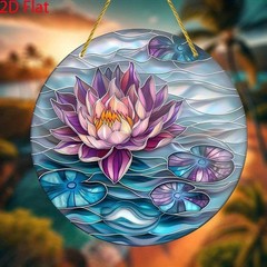 Water Lily Pond Circular Acrylic Suncatcher Flat Indoor Light Catcher Decoration