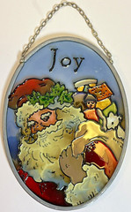 Joan Baker Christmas Santa Stained Glass Suncatcher Hand Painted 2001 VTG SO052