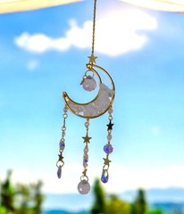 Crystal Crescent Moon Sun Catcher Hanging Ornament 13.4″ x 2.75″