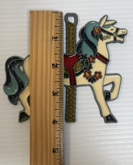 Vintage Stained Glass Metal Carousal Merry Go Round Horse Sun Catcher Set of 2