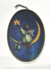 Celestial Stained Glass Sun Catcher 1995 Enesco Sun Moon Cherub Angel Vintage
