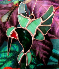 Stained Glass Hummingbird Suncatcher Ornament (Green) Great Gifts