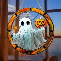 Acrylic Halloween Ghost Pumpkin Sun Catcher Window Hanging Decor for Home Party