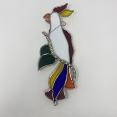 Handcrafted Stained Glass Parrot Bird 3D Suncatcher Window Decor