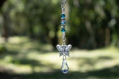 Butterfly Car Charm, Aqua Car Charm, Mirror Hanger, Car Accessories