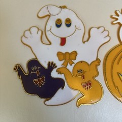 (2) Vintage Halloween Decor Ghost Suncatcher By Pumpkin Time