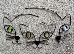 Joel Hotchkiss Metal “3 CATS” Mobile 2007 MINT RARE SIGNED 29″ X 17″