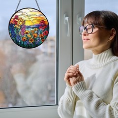 Stained Glass Wildflower Sun Catchers for Indoor Decor & Plant Lovers Gifts