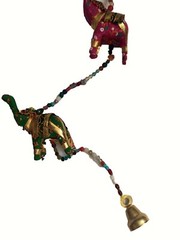 Indian Hanging String Mobile 5 Fabric Elephant Long Wall Door Window Beads110cm
