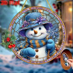 2D Flat Acrylic Snowman 8″ Window Sun catcher