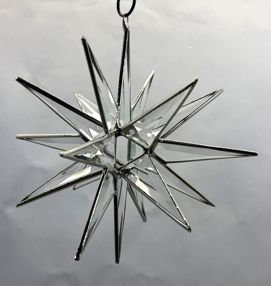 Handmade Clear Bevel Glass Moravian Star – 18 Point Hanging Star – Bethlehem