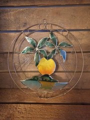 Mother Of Pearl Painted Sun Catcher Beach Palm Trees Ocean Wall Decor Hanging
