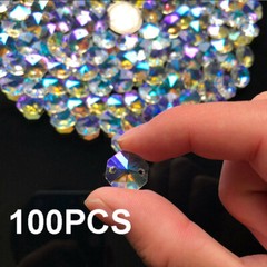 100x AB Octagonal Bead Rainbow Crystal Chandelier Suncatcher Prism Part Pendant